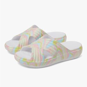 ROXY Rixie Print Slip On Rubber Slides Size 9 NEW